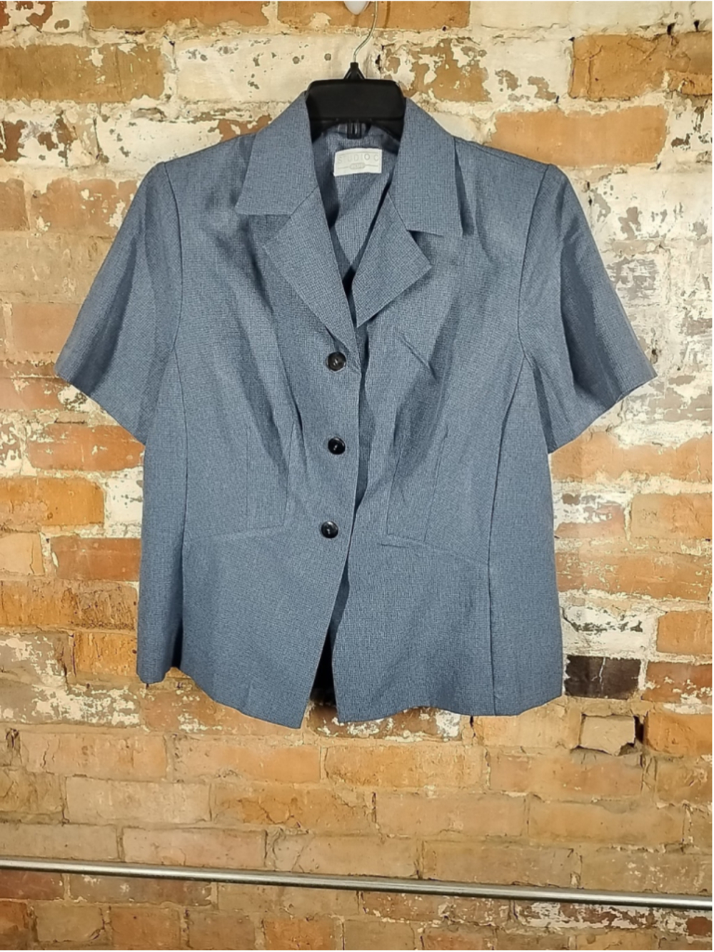 Studio‎ C Classic Collection Plus Ladies Short Sleeve Blazer Blue